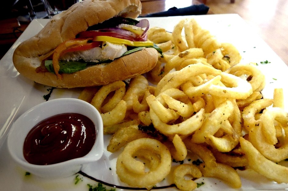 Curly Fries & Sandwich