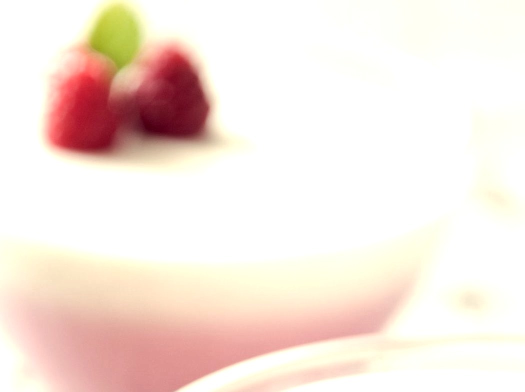 Yogurt panna cotta with raspberry and lychee