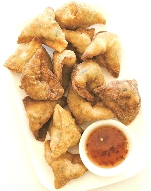 Fried Shrimp and Pork Dumplings with Sweet and Sour Sauce