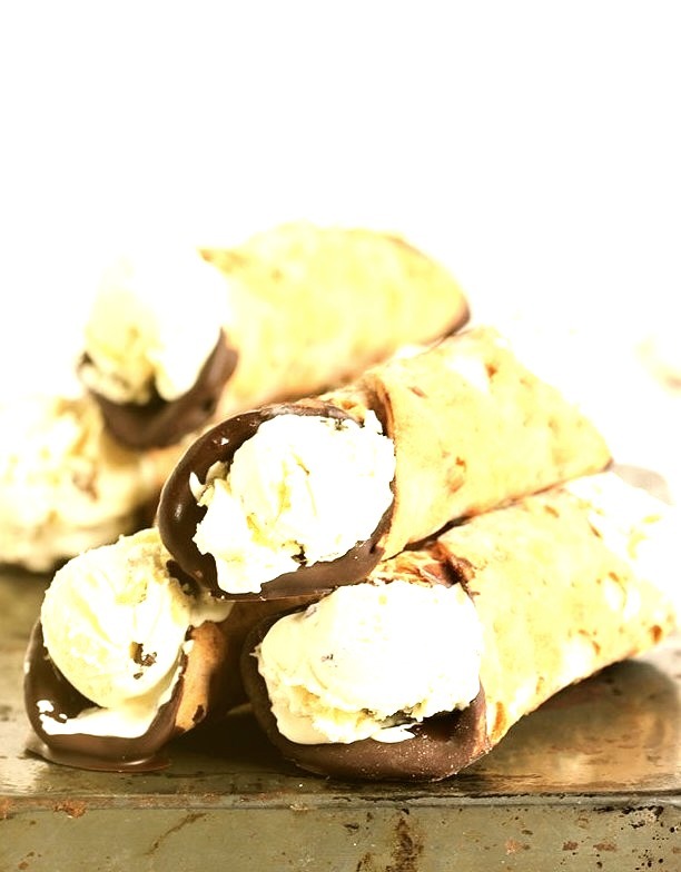 Ricotta Ice Cream Stuffed Cannoli